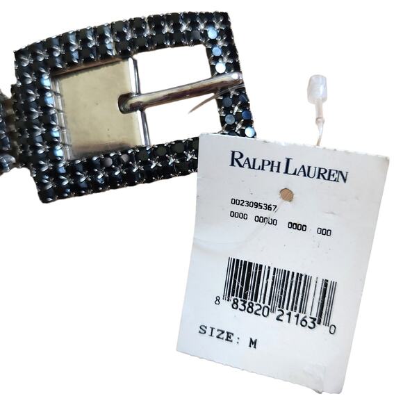 RALPH LAUREN RL67 diamante black crystal rhinestone link bling belt Size M NEW